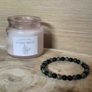 Ancrage & Guérison – Bracelet Fait Main en Unakite & Obsidienne Naturelles 6 mm