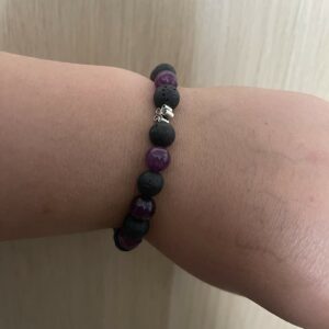 Bracelet Équilibre & Sérénité  Pierre de Lave  & Améthyste Apaisement – 8 mm Fait Main